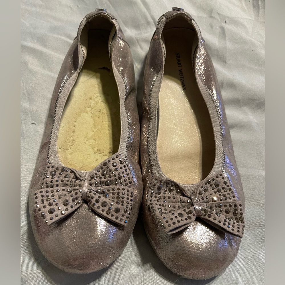 Stuart Weizmann Flats , Silver Shiny With Jewel B… - image 1